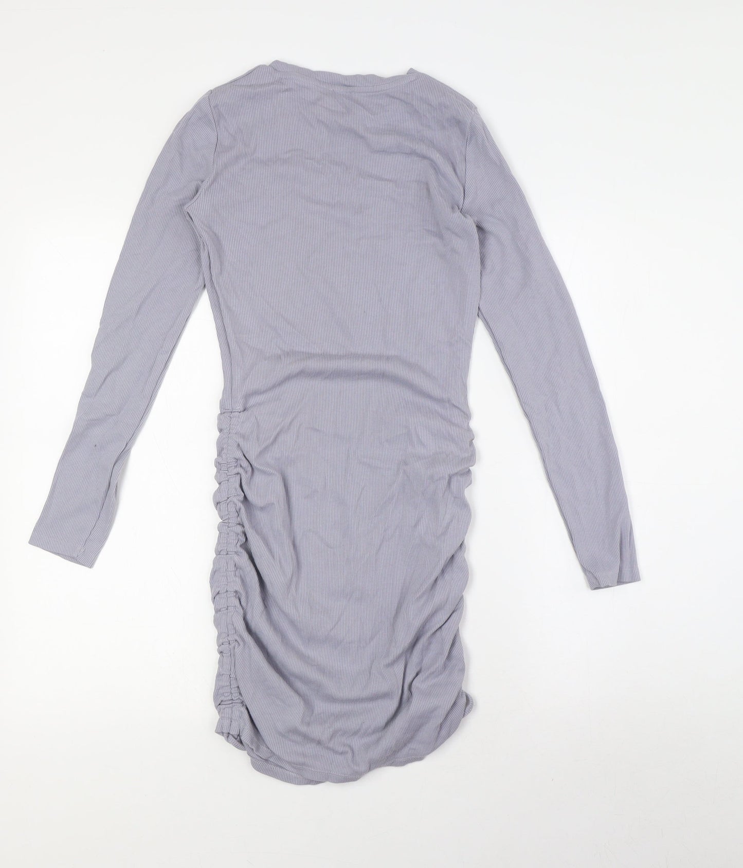 Pimkie Womens Grey Cotton Bodycon Size S Crew Neck - Ribbed