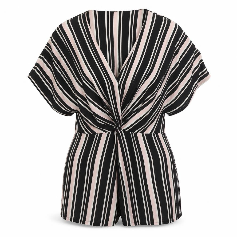 River Island Womens Multicoloured Striped Polyester Basic Blouse Size 14 V-Neck