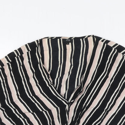 River Island Womens Multicoloured Striped Polyester Basic Blouse Size 14 V-Neck