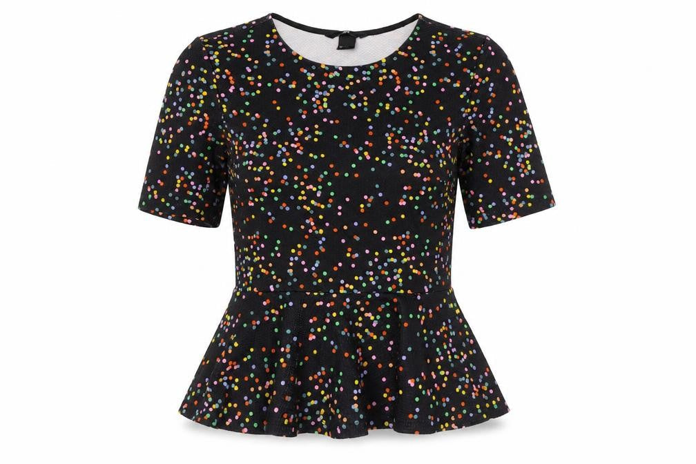 H&M Womens Multicoloured Polka Dot Polyester Basic Blouse Size S Round Neck