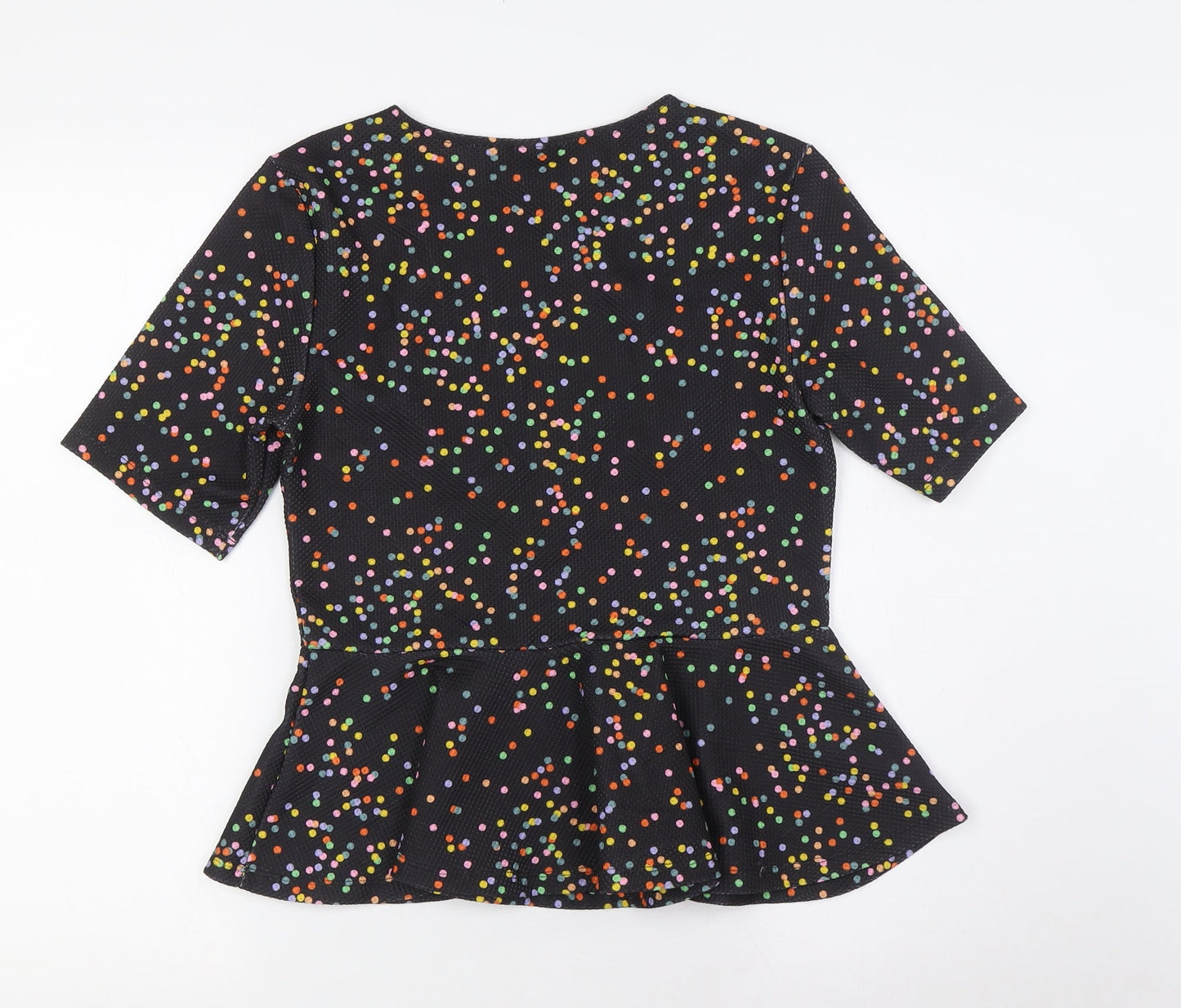 H&M Womens Multicoloured Polka Dot Polyester Basic Blouse Size S Round Neck