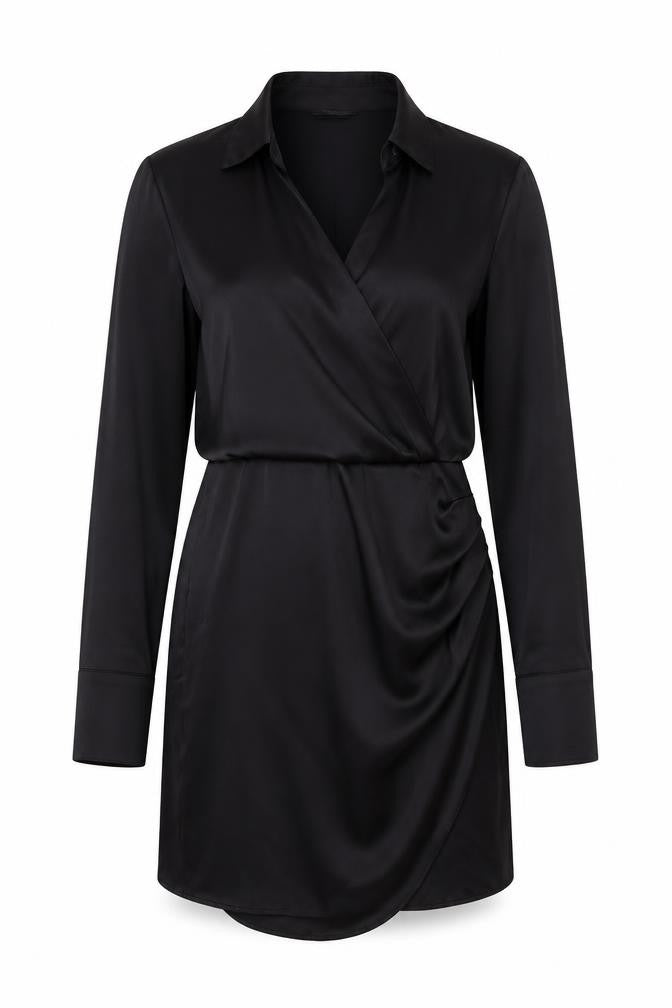 Stradivarius Womens Black Polyester A-Line Size L V-Neck Zip