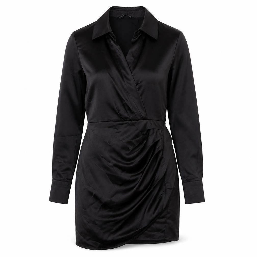 Stradivarius Womens Black Polyester A-Line Size XS Collared Zip