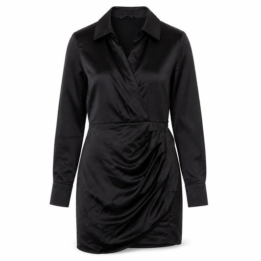 Stradivarius Womens Black Polyester A-Line Size XS Collared Zip
