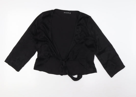 PRETTYLITTLETHING Womens Black Polyester Basic Blouse Size 10 V-Neck