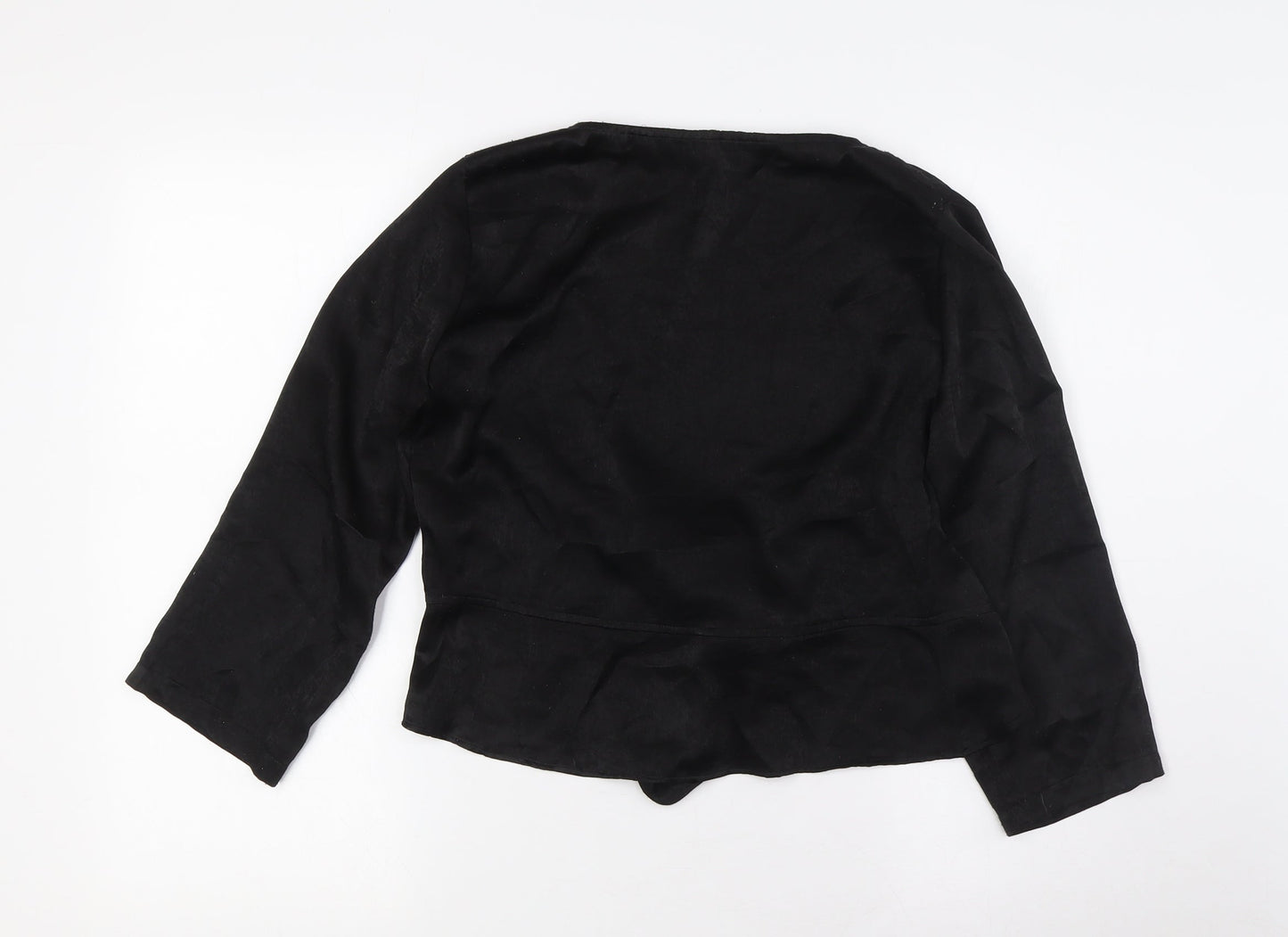 PRETTYLITTLETHING Womens Black Polyester Basic Blouse Size 10 V-Neck