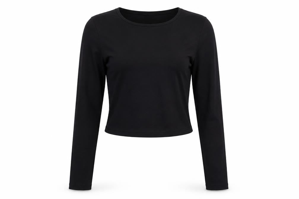 PRETTYLITTLETHING Womens Black Polyamide Basic Blouse Size 12 Round Neck