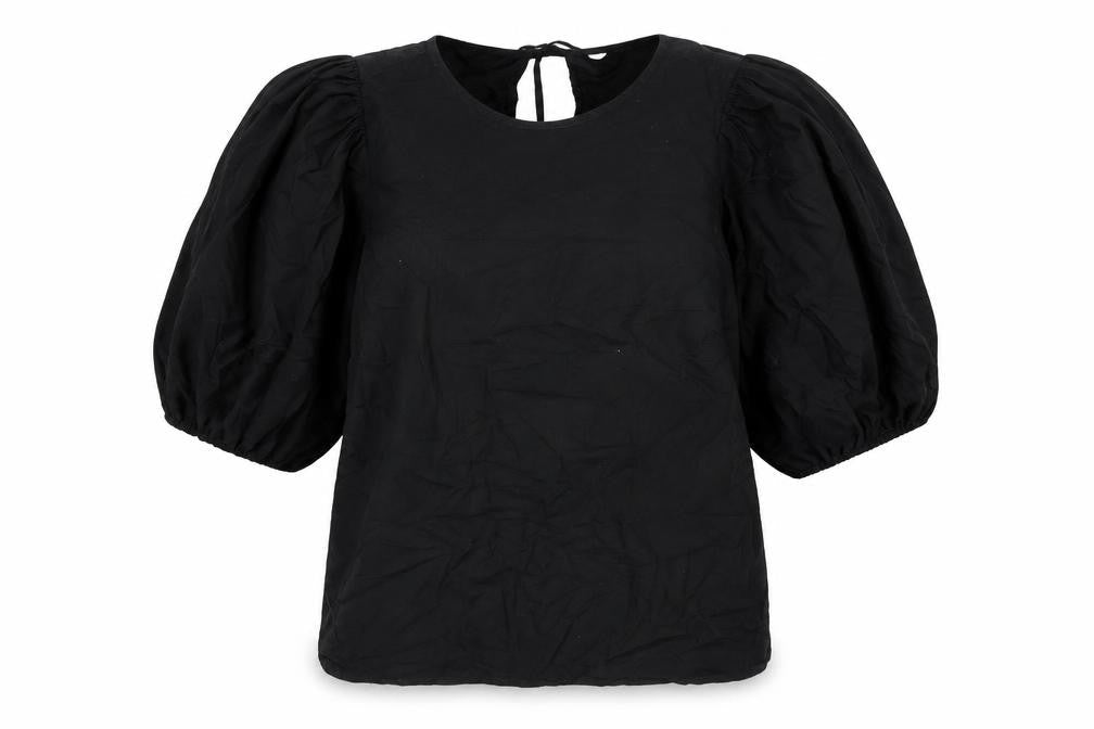 H&M Womens Black 100% Cotton Basic Blouse Size S Round Neck