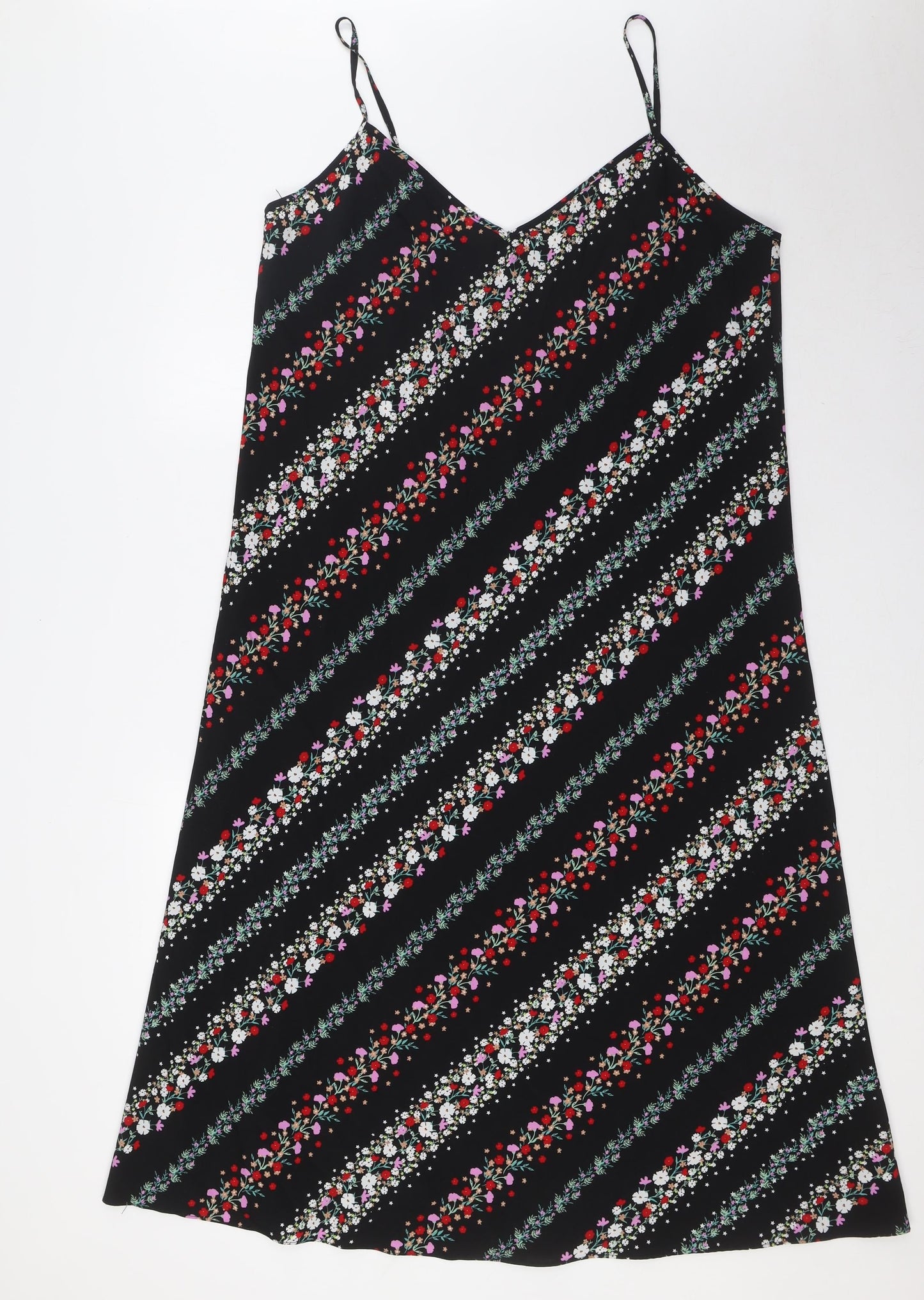 Marlon Womens Multicoloured Floral Polyester A-Line Size 16 V-Neck - Size 16-18