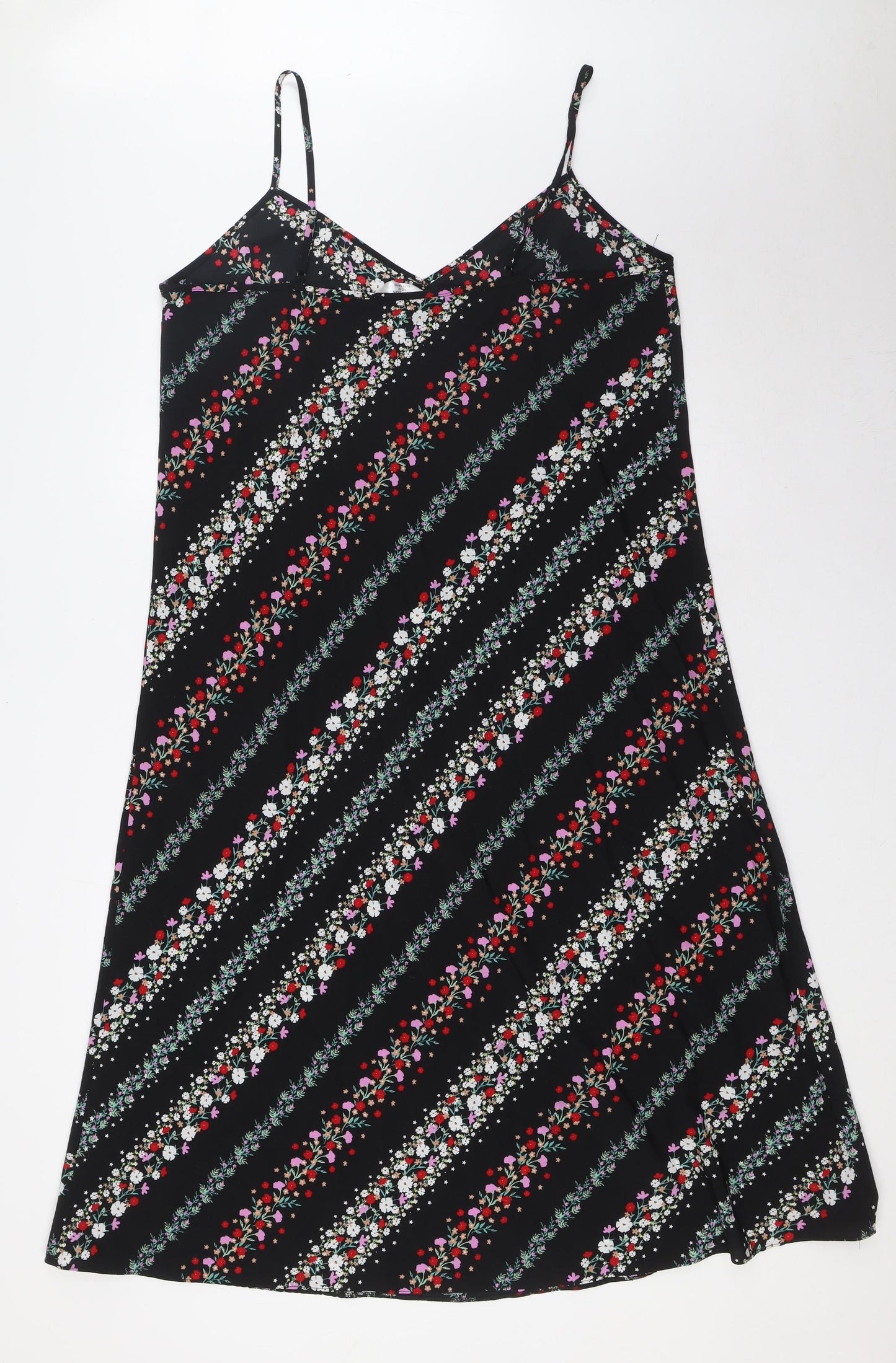 Marlon Womens Multicoloured Floral Polyester A-Line Size 16 V-Neck - Size 16-18