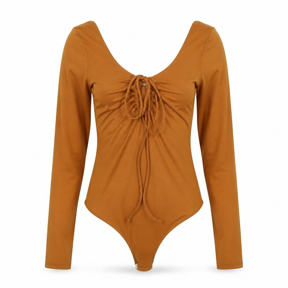 Gilli Womens Brown Polyester Bodysuit One-Piece Size S Snap