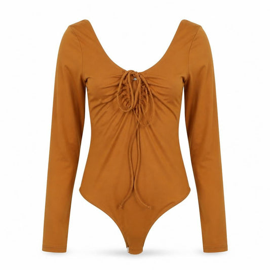 Gilli Womens Brown Polyester Bodysuit One-Piece Size S Snap