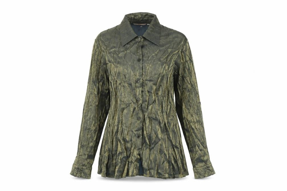 EWM Womens Clear Viscose Basic Button-Up Size 14 Collared