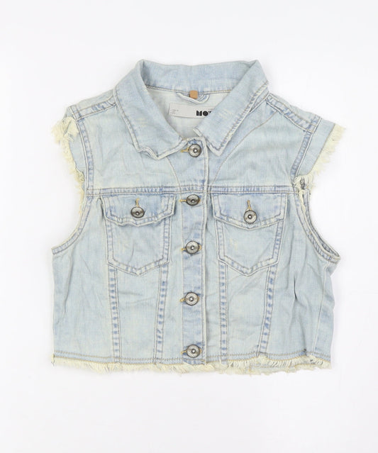 Topshop Womens Blue Bomber Jacket Jacket Size 8 Button