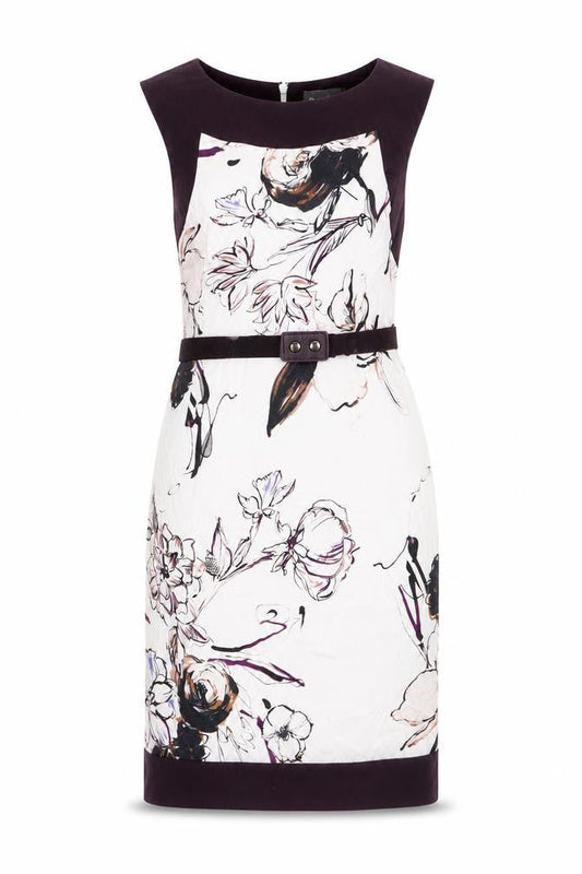 Phase Eight Womens Multicoloured Floral Cotton Pencil Dress Size 10 Round Neck Zip
