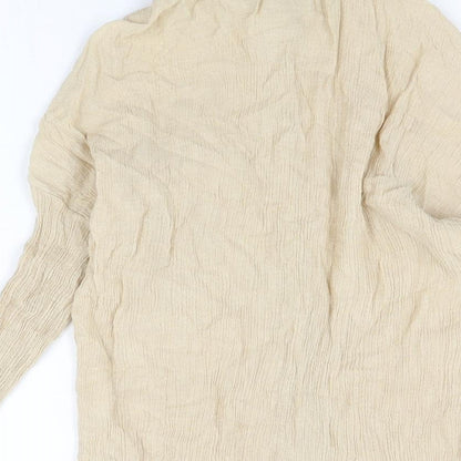 Boohoo Womens Beige Viscose Basic Button-Up Size 10 Collared