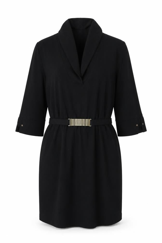 Zara Womens Black Polyester Shift Size L V-Neck Pullover