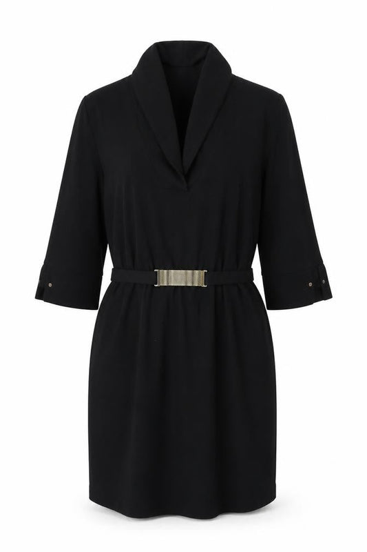 Zara Womens Black Polyester Shift Size L V-Neck Pullover