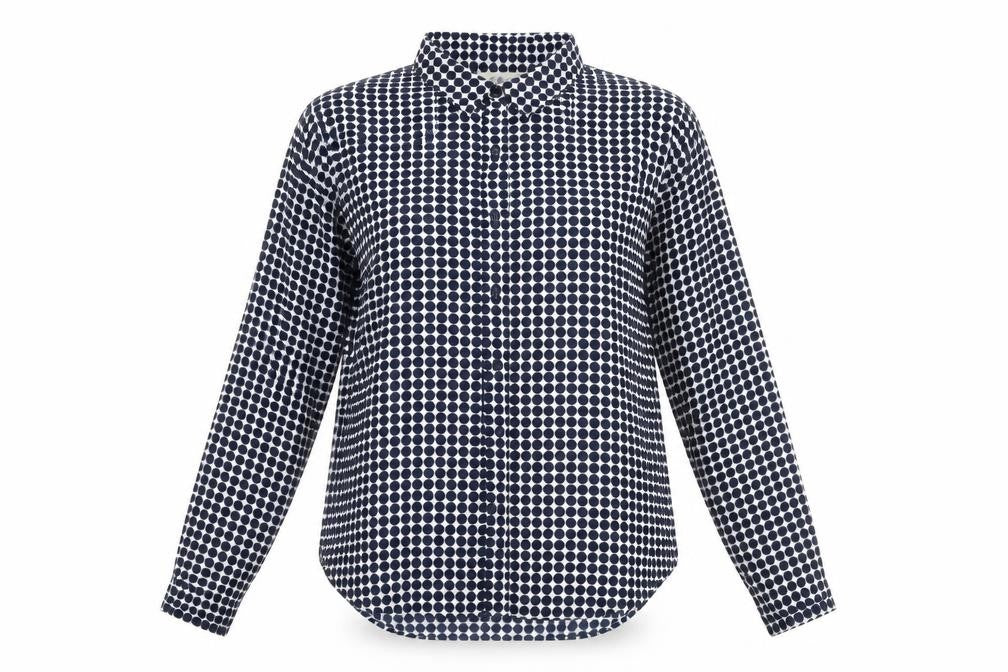 Elodie Womens White Polka Dot Polyester Basic Button-Up Size S Collared