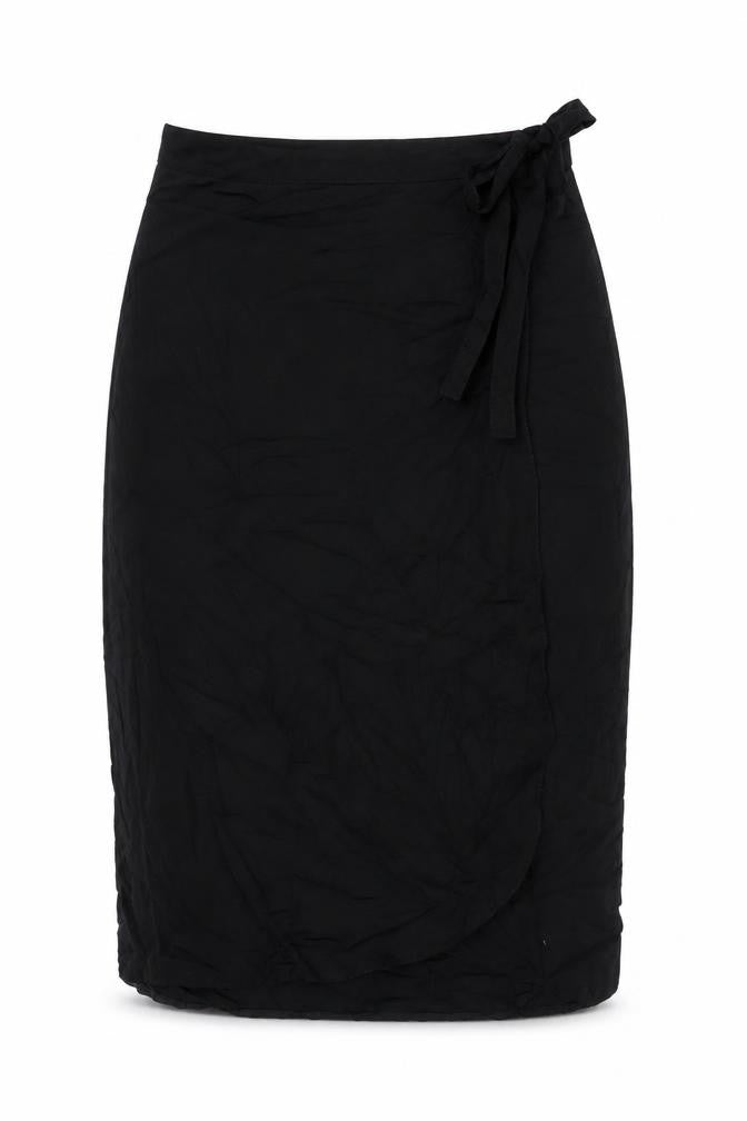 New Look Womens Black Polyester Wrap Skirt Size 10 Tie