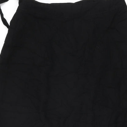 New Look Womens Black Polyester Wrap Skirt Size 10 Tie