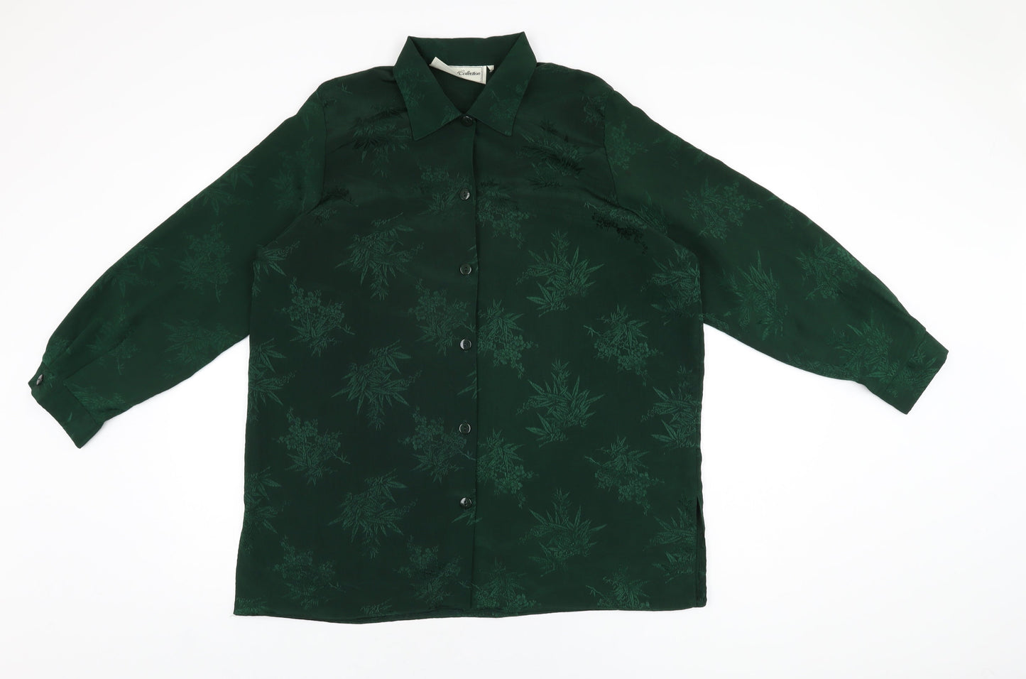 Diamond Collection Womens Green Geometric Polyester Basic Button-Up Size 18 Collared