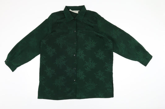 Diamond Collection Womens Green Geometric Polyester Basic Button-Up Size 18 Collared
