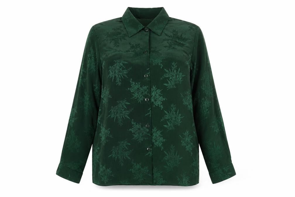 Diamond Collection Womens Green Geometric Polyester Basic Button-Up Size 18 Collared