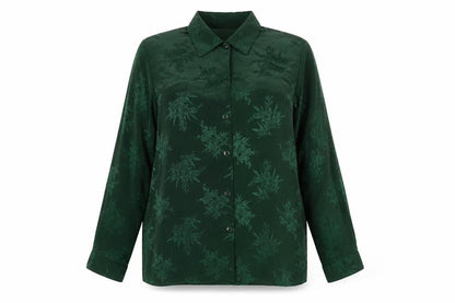 Diamond Collection Womens Green Geometric Polyester Basic Button-Up Size 18 Collared