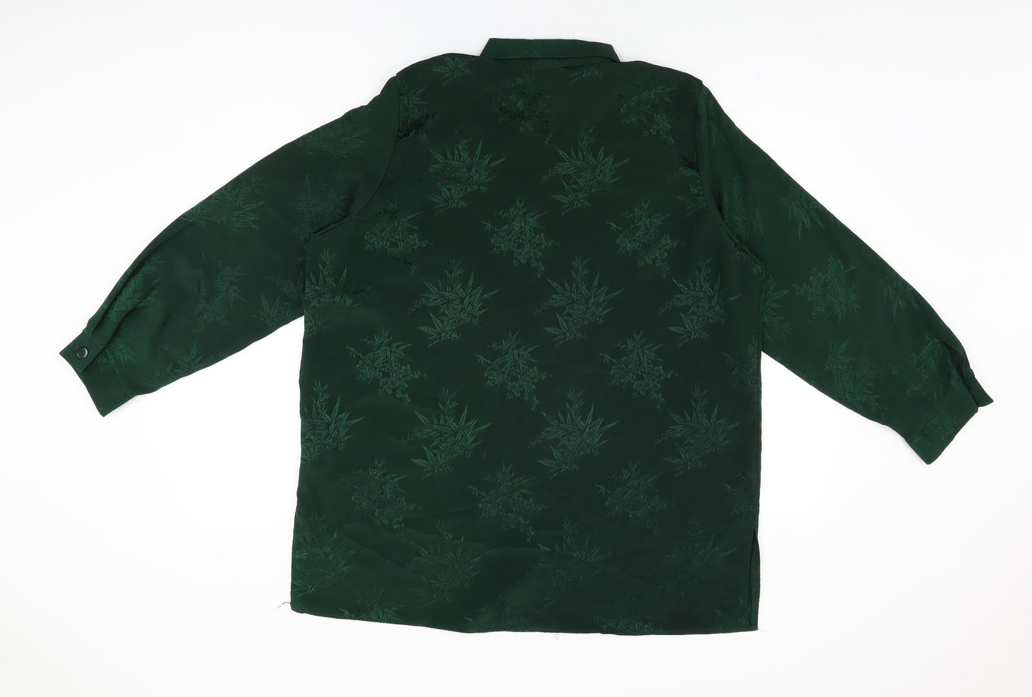 Diamond Collection Womens Green Geometric Polyester Basic Button-Up Size 18 Collared