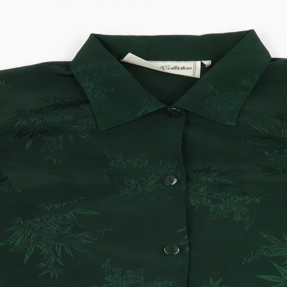 Diamond Collection Womens Green Geometric Polyester Basic Button-Up Size 18 Collared