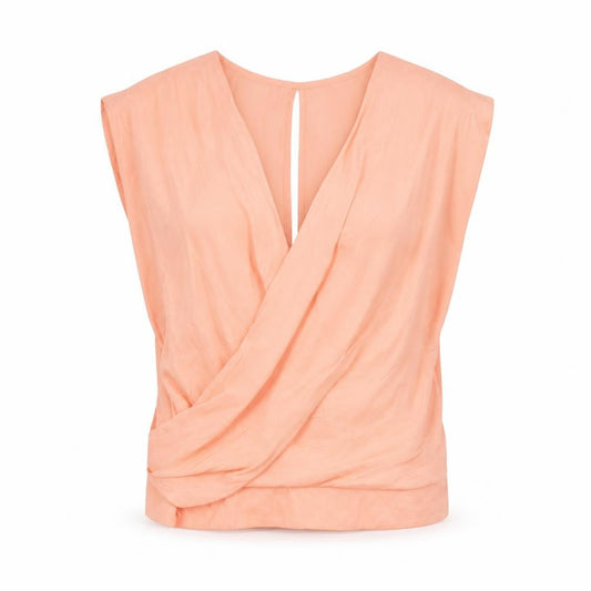 River Island Womens Pink Polyester Cropped Blouse Size 8 V-Neck