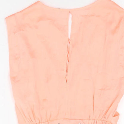 River Island Womens Pink Polyester Cropped Blouse Size 8 V-Neck