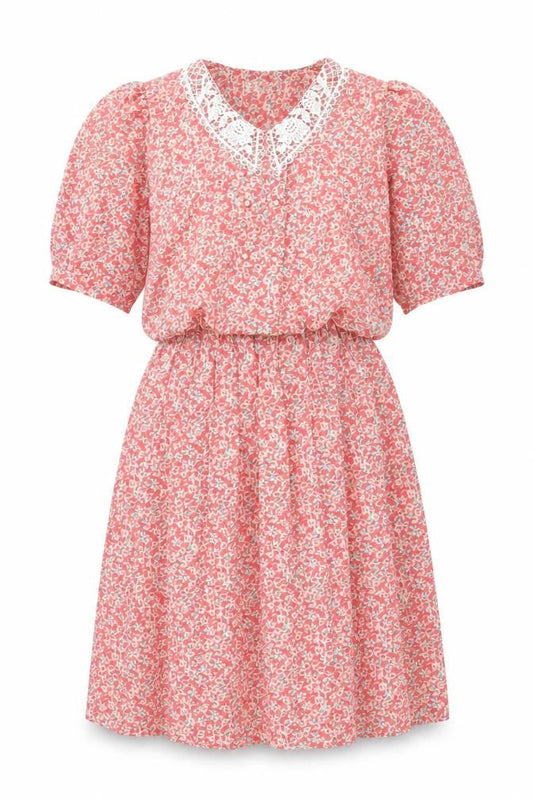 Debenhams Womens Pink Floral Polyester A-Line Size 12 Collared Button