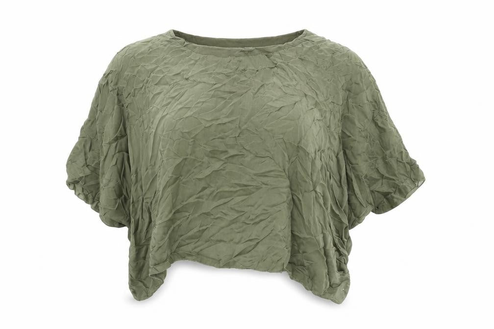 Elena Baldi Womens Green Viscose Basic Blouse Size L Round Neck