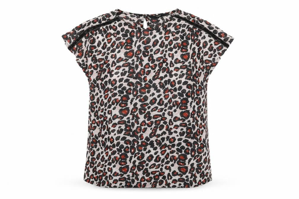 NEXT Womens White Animal Print Viscose Basic Blouse Size 8 Round Neck