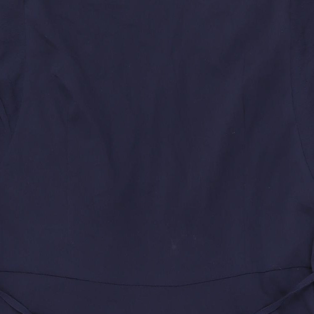 Marks and Spencer Womens Blue Polyester Shift Size 16 V-Neck Tie
