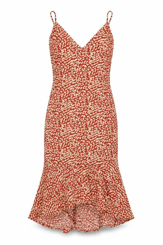 PRETTYLITTLETHING Womens Red Animal Print Polyester Bodycon Size 10 V-Neck Zip