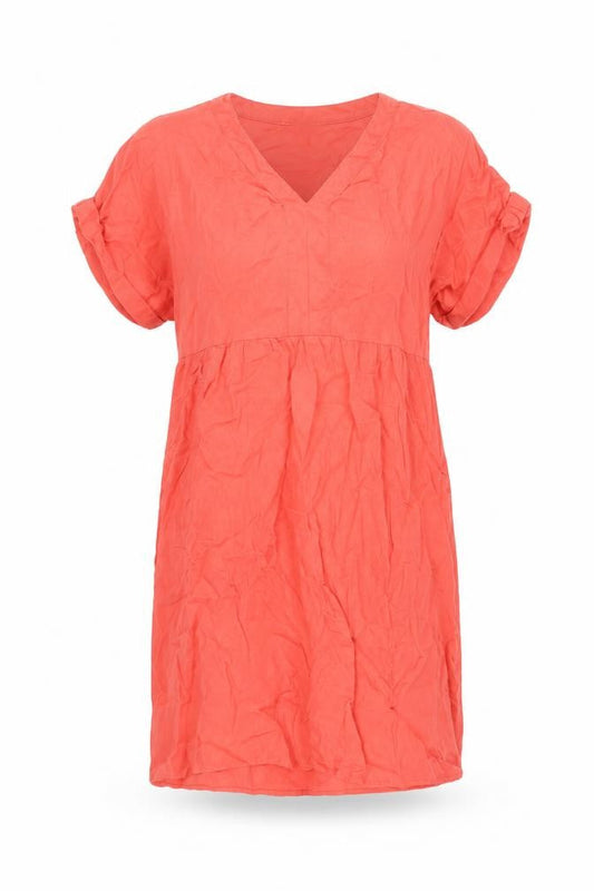 Briggs New York Womens Red Linen Shift Size M V-Neck Pullover