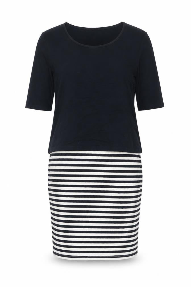 NEXT Womens Blue Striped Polyester Bodycon Size 10 Round Neck Zip