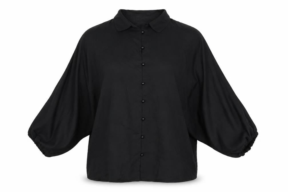 PRETTYLITTLETHING Womens Black Polyester Basic Button-Up Size 12 Collared