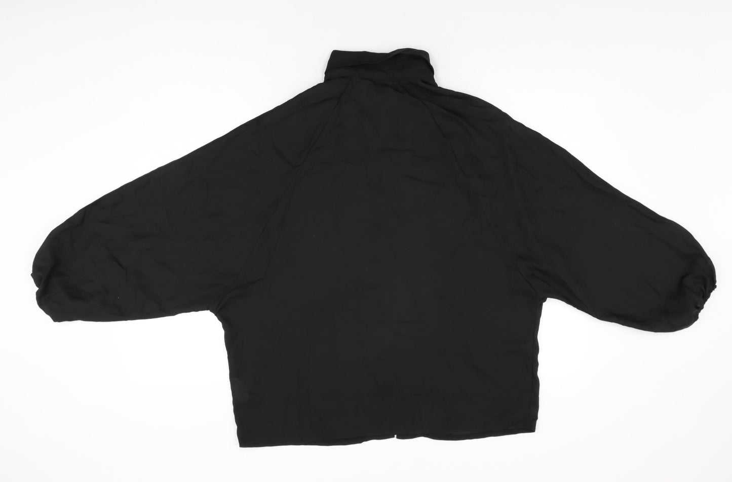 PRETTYLITTLETHING Womens Black Polyester Basic Button-Up Size 12 Collared