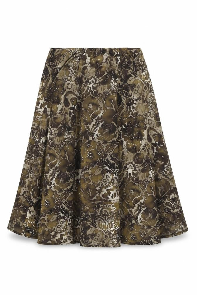 Anna Rose Womens Brown Geometric Polyester Swing Skirt Size 10