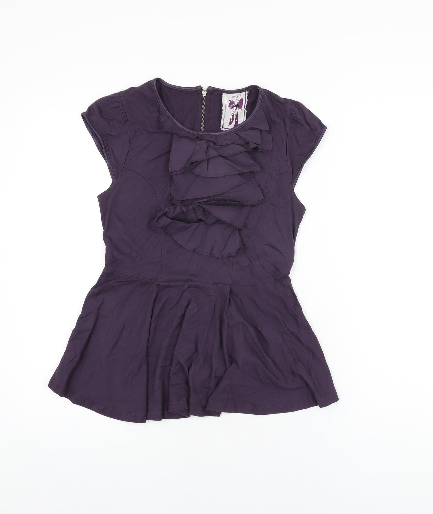 NEXT Womens Purple Cotton Basic T-Shirt Size 6 Round Neck