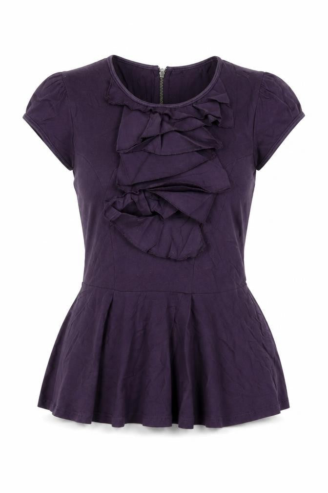 NEXT Womens Purple Cotton Basic T-Shirt Size 6 Round Neck