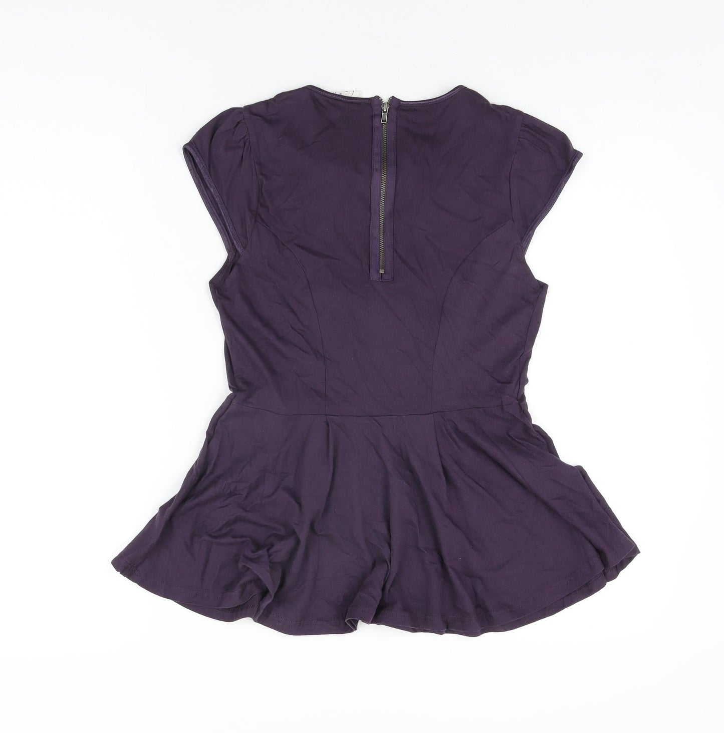 NEXT Womens Purple Cotton Basic T-Shirt Size 6 Round Neck