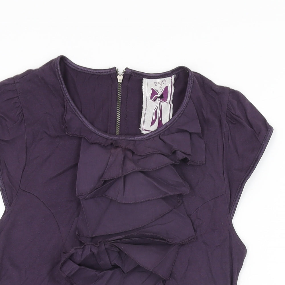 NEXT Womens Purple Cotton Basic T-Shirt Size 6 Round Neck