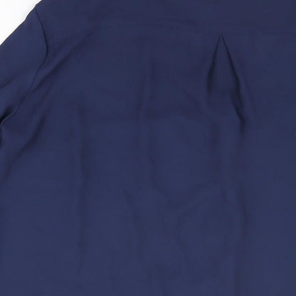 H&M Womens Blue Polyester Basic Button-Up Size 8 V-Neck