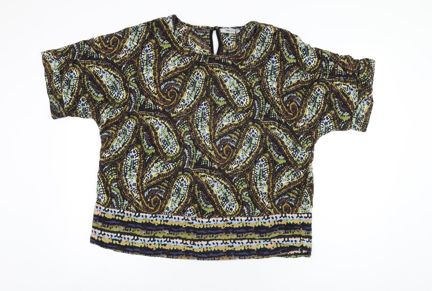 Cellbes Womens Multicoloured Geometric Viscose Basic T-Shirt Size 14 Round Neck