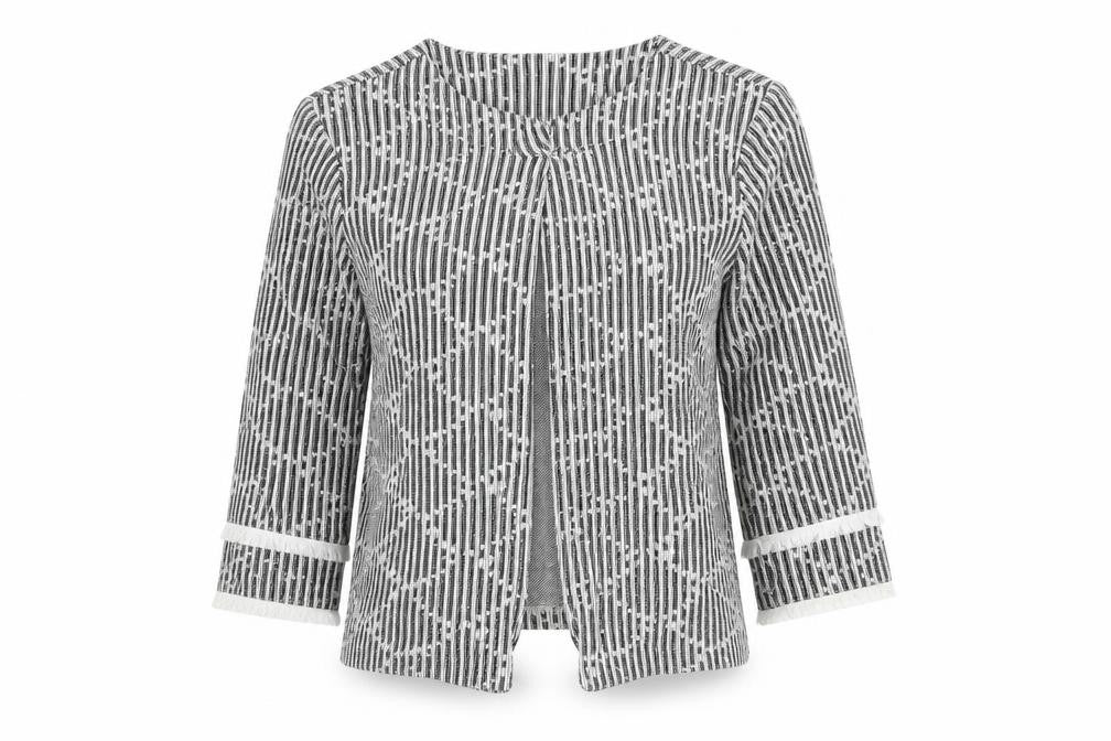 Klass Womens Grey Striped Jacket Size 14 Button